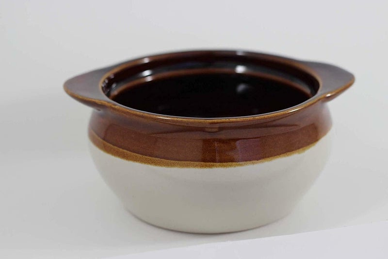 Great Credentials French Soup Crock Bowl, 12 oz, Set of 2 (2 Bowls, Brown and Ivory) - Image 1